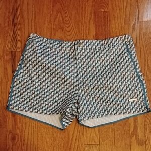 Parke & Ronen Blue and White Patterned Athletic Shorts
